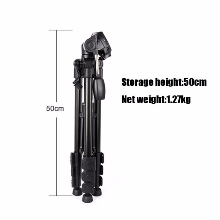 Q111 4-Section Folding Legs Live Broadcast Aluminum Alloy Tripod Mount with Three-dimensional Damping Tripod Heads