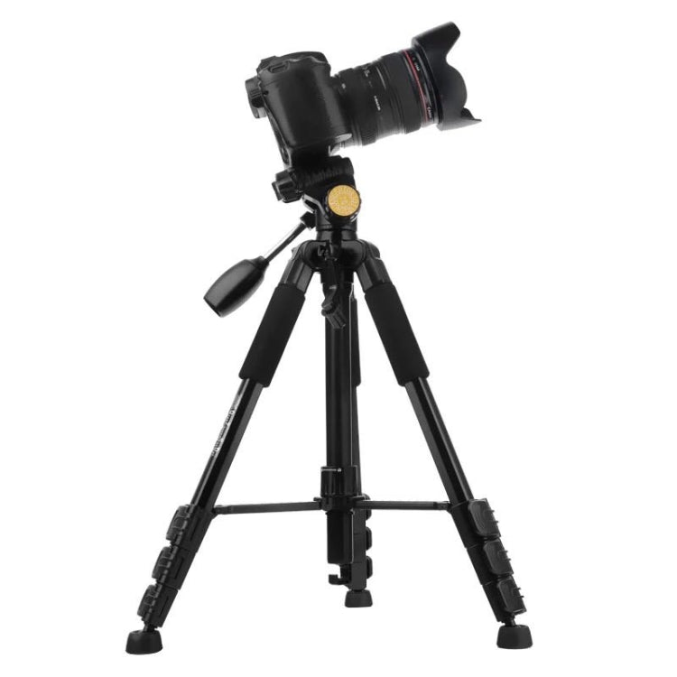 Q111 4-Section Folding Legs Live Broadcast Aluminum Alloy Tripod Mount with Three-dimensional Damping Tripod Heads