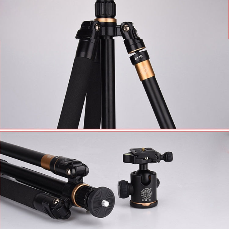 Q222 Portable 4-Section Folding Legs Aluminum Alloy Tripod Mount Monopod Holder with Ball Heads