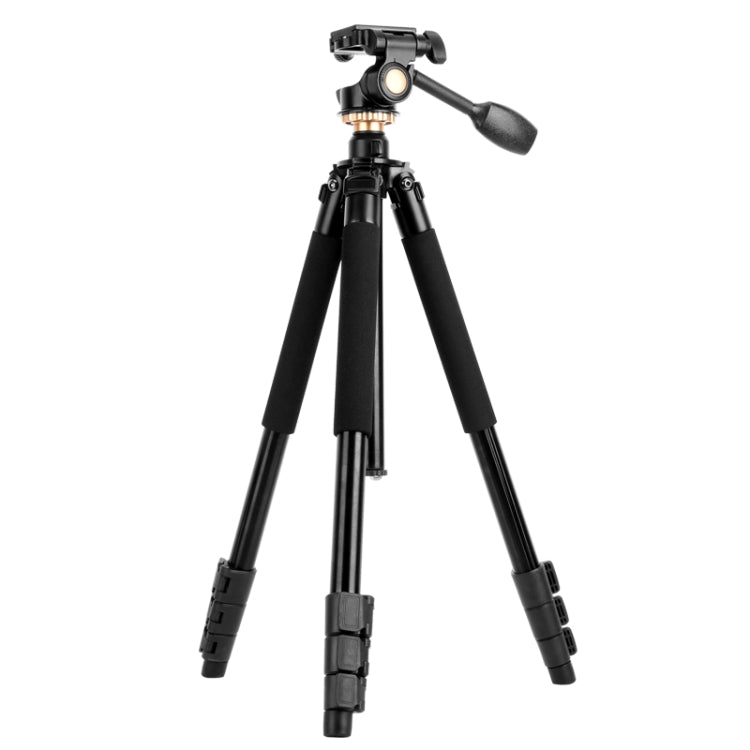 Q338 4-Section Folding Legs Live Broadcast Aluminum Alloy Tripod Mount
