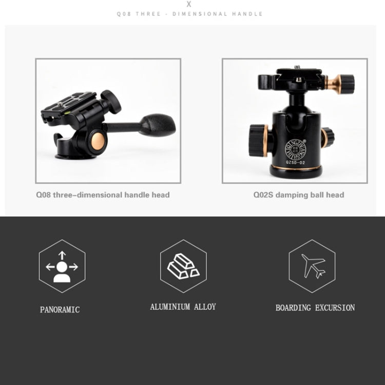 Q338 4-Section Folding Legs Live Broadcast Aluminum Alloy Tripod Mount