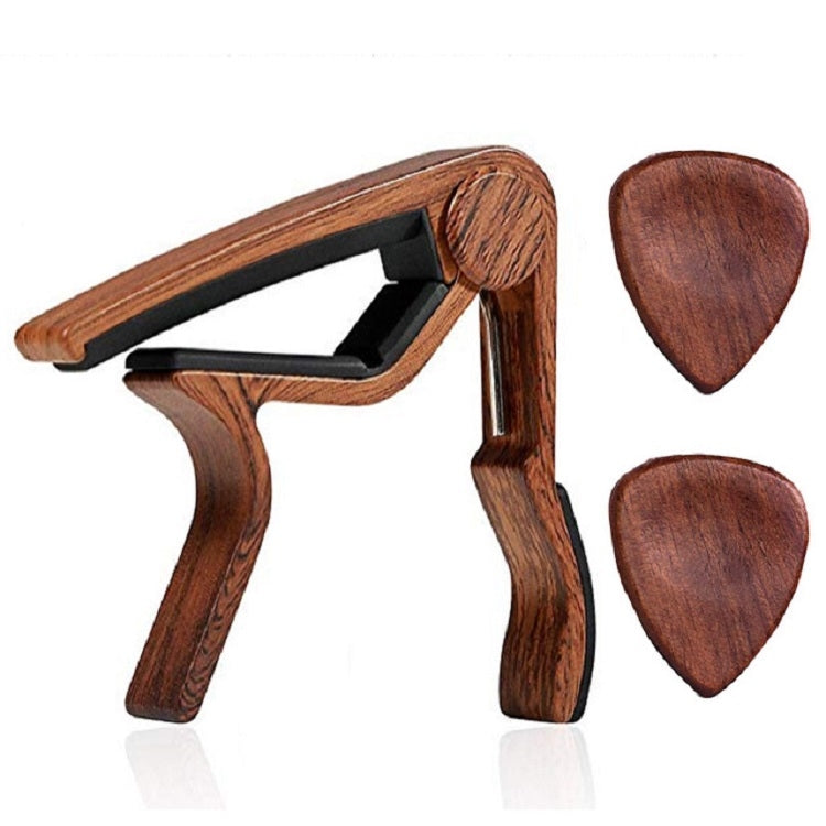 2 in 1 Solid Wood Folk Music Guitar Capo + Pick Set