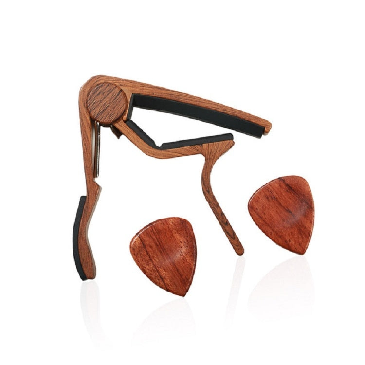 2 in 1 Solid Wood Folk Music Guitar Capo + Pick Set