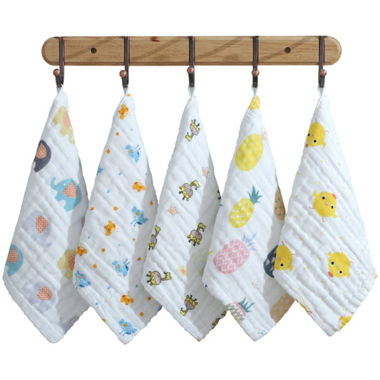 Six-Layer Gauze Cotton Baby Square Handkerchief Saliva Towel Styles Random Delivery