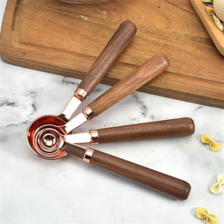 Walnut Handle Copper-Plated Kitchen Baking Tools Bartender Scale Measuring Set