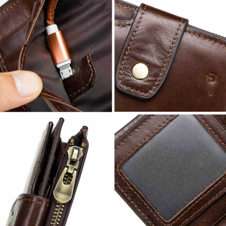 Men Leather Wallet Smart Bluetooth Antimagnetic RFID Anti-Lost Anti-Theft Multi-Function Coin Purse