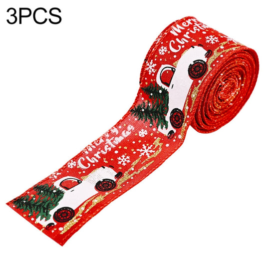Christmas Decorations Car Printing Ribbon Christmas Tree Decoration Ribbon Colorful Bar