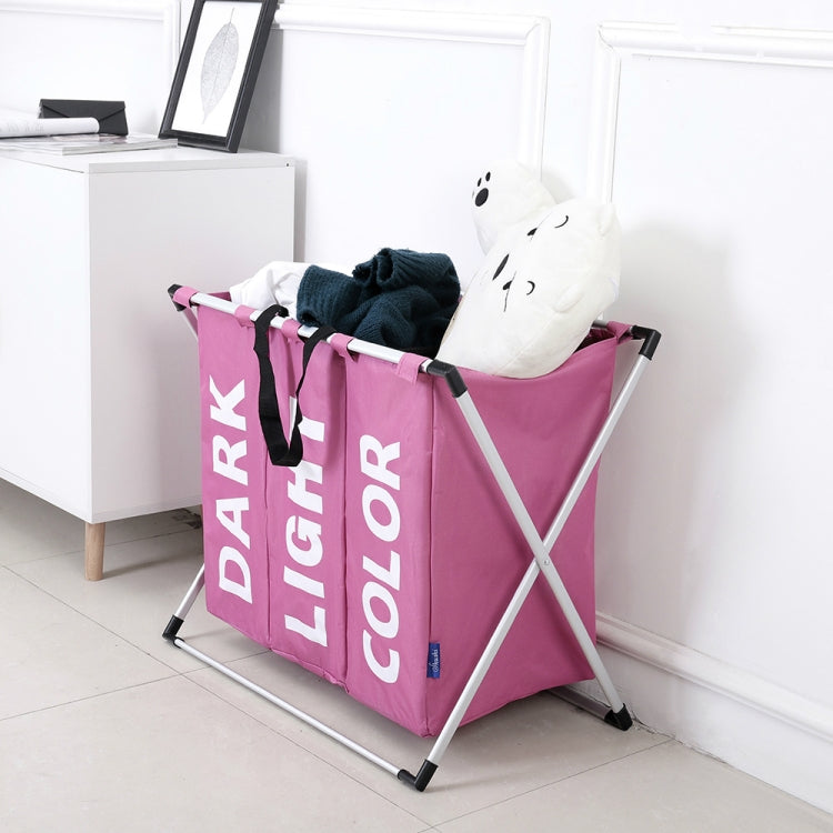 Collapsible Three Grid Dirty Clothes Laundry Hamper Organizer Home Storage Basket