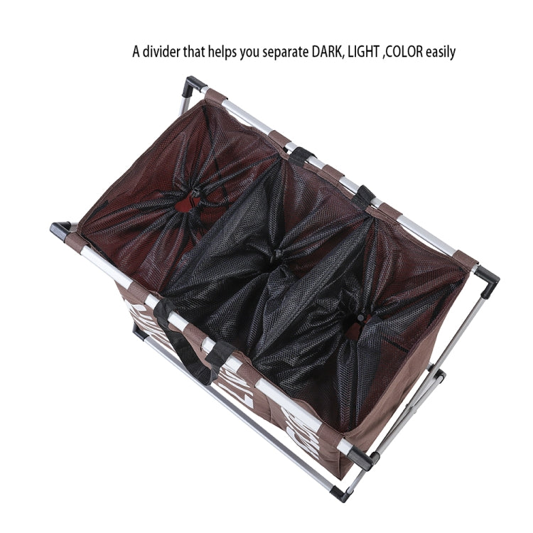 Collapsible Three Grid Dirty Clothes Laundry Hamper Organizer Home Storage Basket