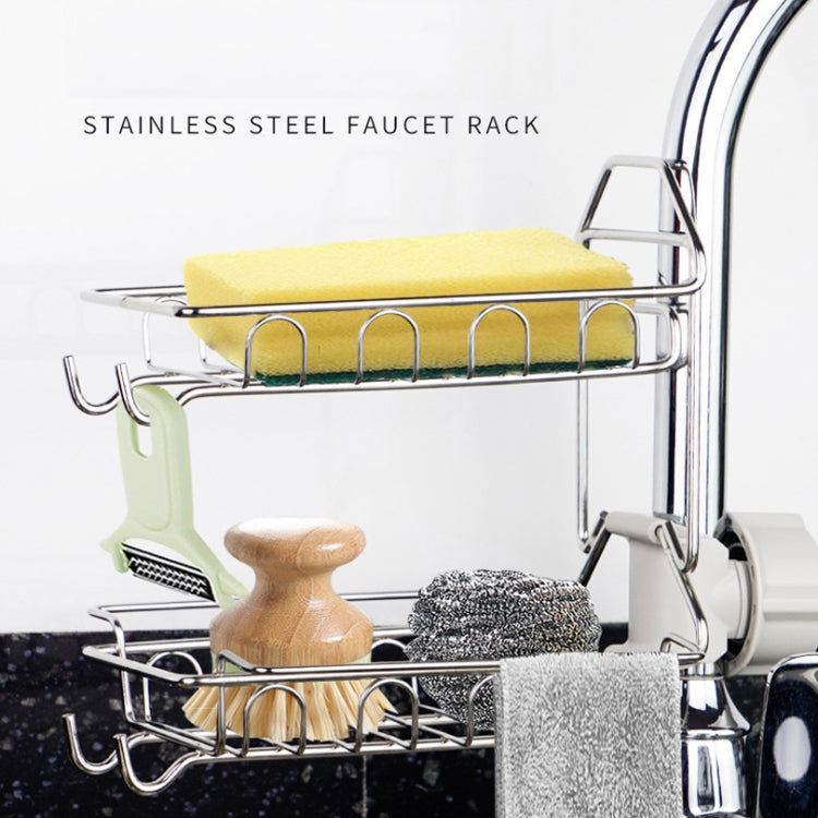 Faucet Rack Stainless Steel Perforated Free Kitchen Sink Storage Rack Rag Sponge Drain Rack