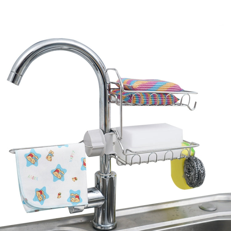 Faucet Rack Stainless Steel Perforated Free Kitchen Sink Storage Rack Rag Sponge Drain Rack