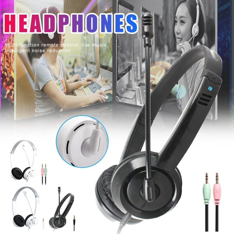 DANYIN DT326 Head-mounted Desktop Computer Children Learning Wire Headset with Microphone, Cable Length:1.8m, DT326 3.5mm Two-hole Black, DT326 3.5mm Two-hole White, DT326 Single Hole Four-level White, DT326 Single Hole Four-level Black                ...