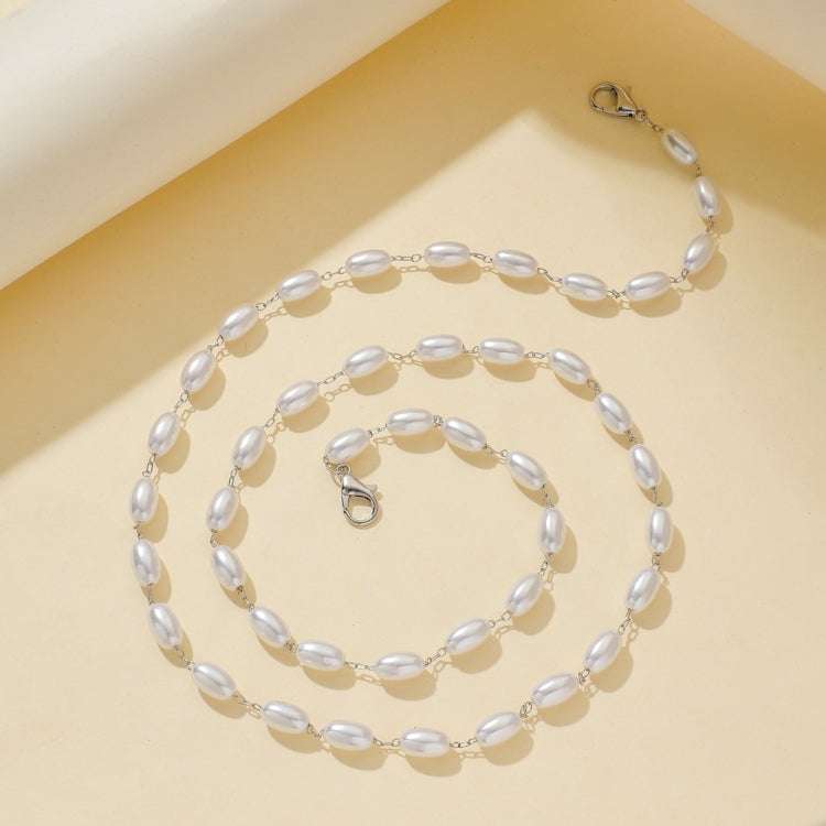Mask Anti-Lost Lanyard Necklace Simple Oval-Shaped Pearl Mask Glasses Chain