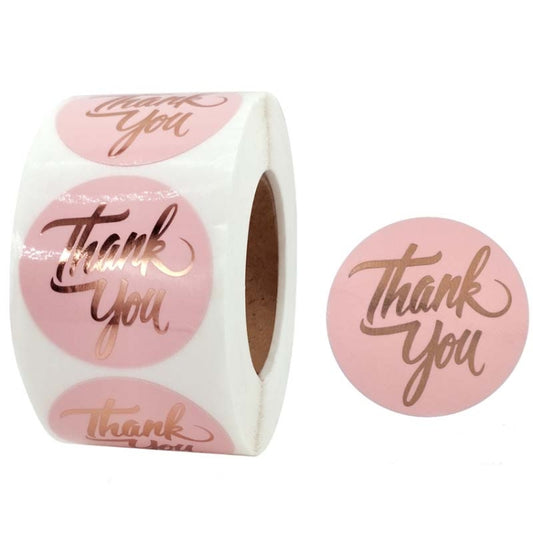 2 PCS Water Pink Hot Stamping Thank You Sticker Envelope Gift Decoration