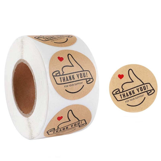 Kraft Paper Roll Sticker Thank You Sticker Label Red Love Envelope Decoration