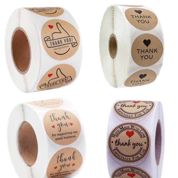 Kraft Paper Roll Sticker Thank You Sticker Label Red Love Envelope Decoration