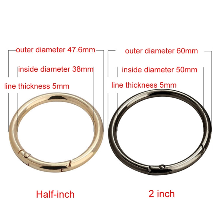 10pcs Zinc Alloy Spring Ring Metal Open Bag Webbing Keychain, Half-inch Black, Half-inch Silver, 2 inch Light Gold, 2 inch Black, 2 inch Silver, Half-inch Light Gold