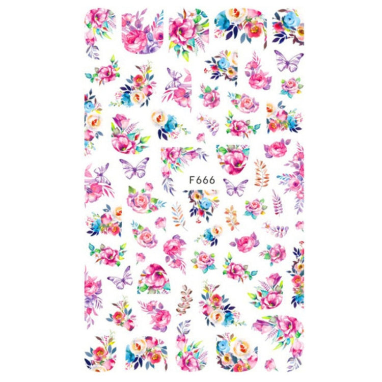 10pcs 3D Adhesive Butterfly Retro Rose Color Nail Art Sticker