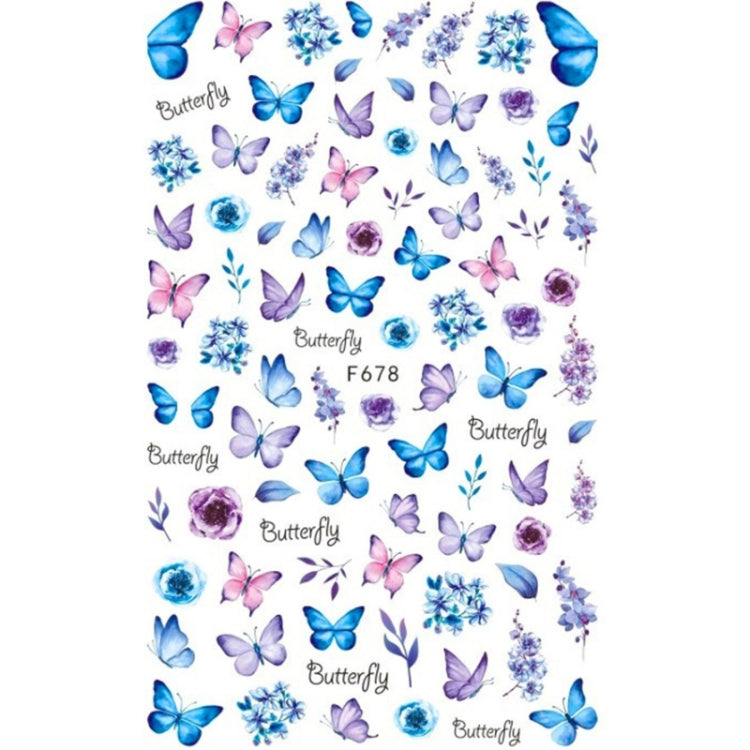 10pcs 3D Adhesive Butterfly Retro Rose Color Nail Art Sticker