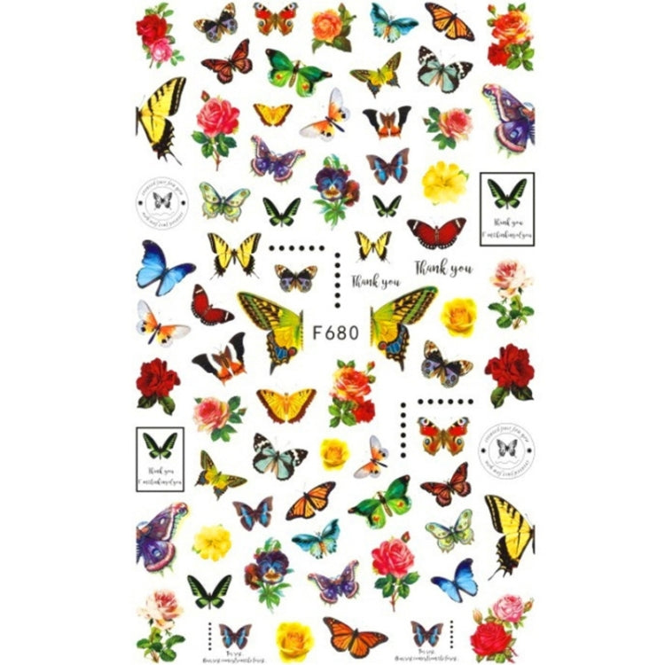 10pcs 3D Adhesive Butterfly Retro Rose Color Nail Art Sticker