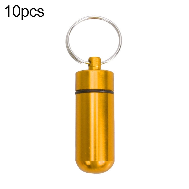 10pcs Portable Sealed Waterproof Aluminum Alloy First Aid Pill Bottle with Keychain