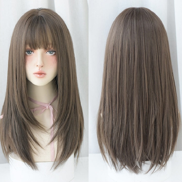 Ladies Long Straight Hair Air Bangs Wig Hair Set