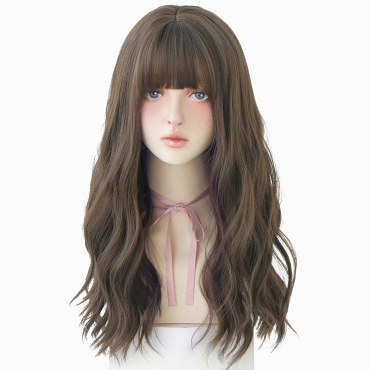 Ladies Long Hair Slightly Curly Wig Natural Fluffy Hair Cover