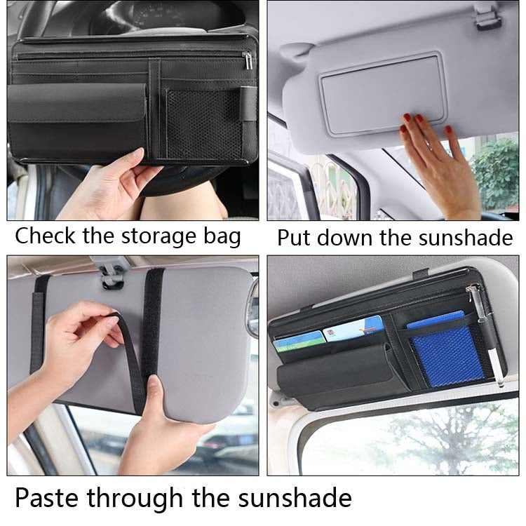Car Sun Block Glasses Case Document Holder Car Plastic Frame Zipper Type Multi-Function Card Bag Storage Bag