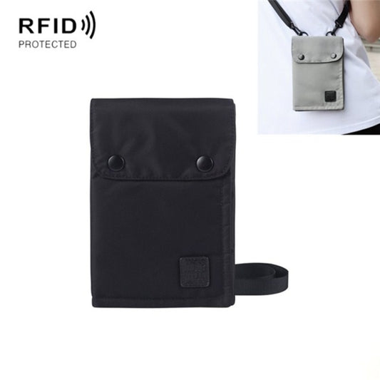 Antimagnetic RFID Hanging Neck Nylon Passport Bag Waterproof Storage Change Mobile Phone Bag