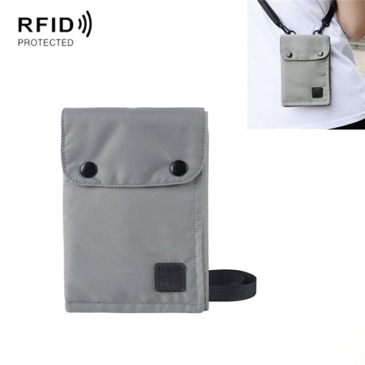Antimagnetic RFID Hanging Neck Nylon Passport Bag Waterproof Storage Change Mobile Phone Bag