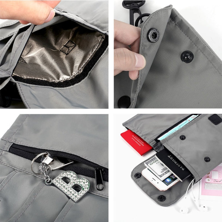 Antimagnetic RFID Hanging Neck Nylon Passport Bag Waterproof Storage Change Mobile Phone Bag