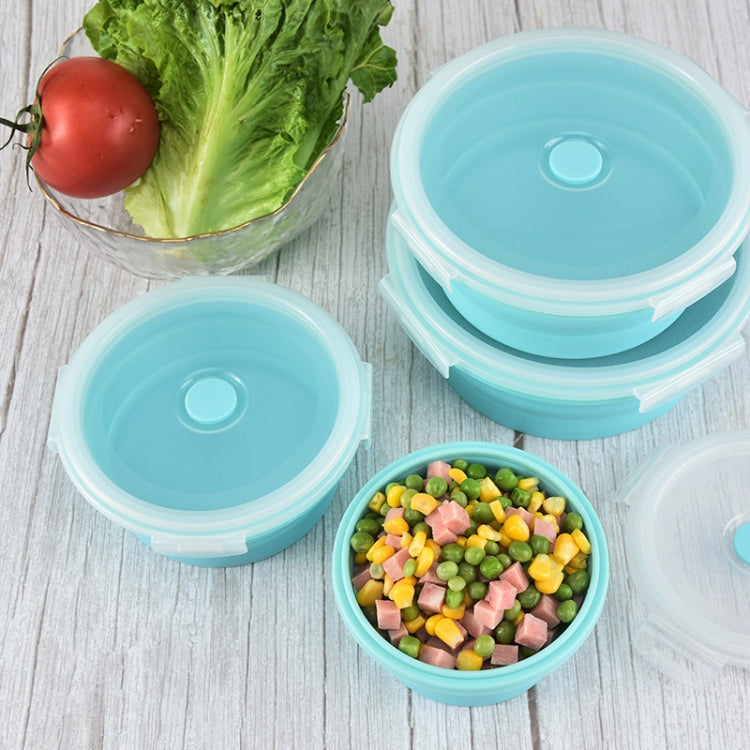 Microwave Portable Folding Lunch Box Round Silicone Lunch Box Random Colour Delivery, Capacity:350ml