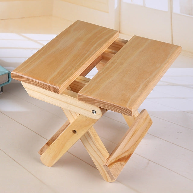 Portable Simple Pine Solid Wooden Folding Stool Outdoor Fishing Chair Stool