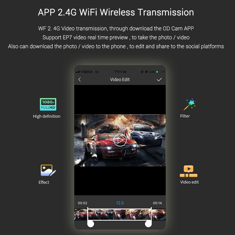 ORDRO EP7 4K Head-Mounted  Auto Focus Live Video Smart Sports Camera