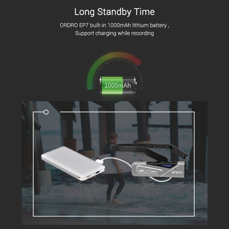 ORDRO EP7 4K Head-Mounted  Auto Focus Live Video Smart Sports Camera