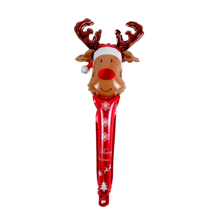 20 PCS 24 Inch Christmas Inflatable Stick Cane Candy Elk Head Handheld Balloon Aluminum Film Material Decoration Balloon
