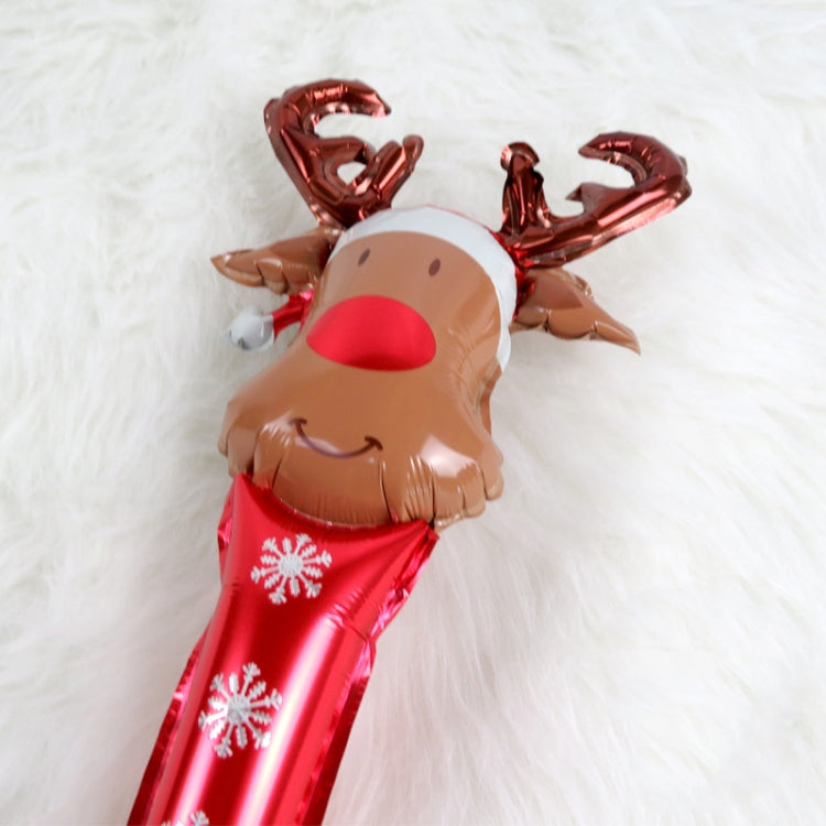 20 PCS 24 Inch Christmas Inflatable Stick Cane Candy Elk Head Handheld Balloon Aluminum Film Material Decoration Balloon
