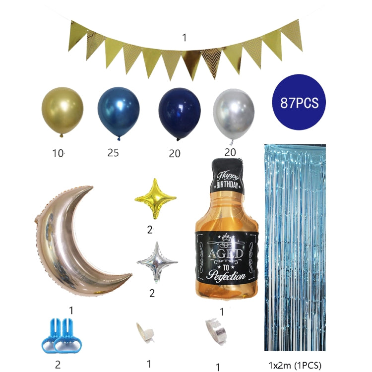 Blue Balloon Set Hanging Flag Whiskey Balloon Chain Set Party Decoration Venue Decoration Props