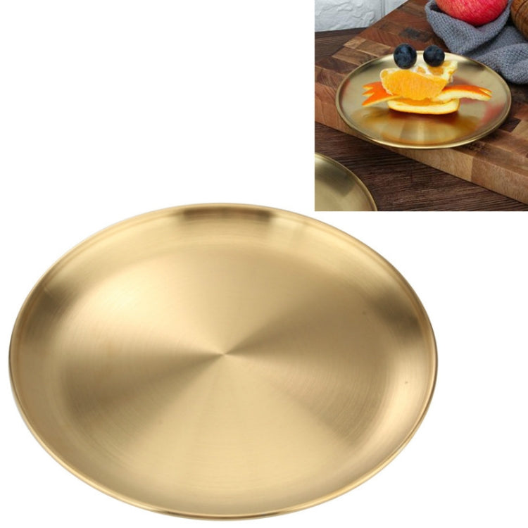 Stainless Steel Thickened Round Plate Cafe Tray Fruit Cake Plate Bone Plate Dish Shallow Plate