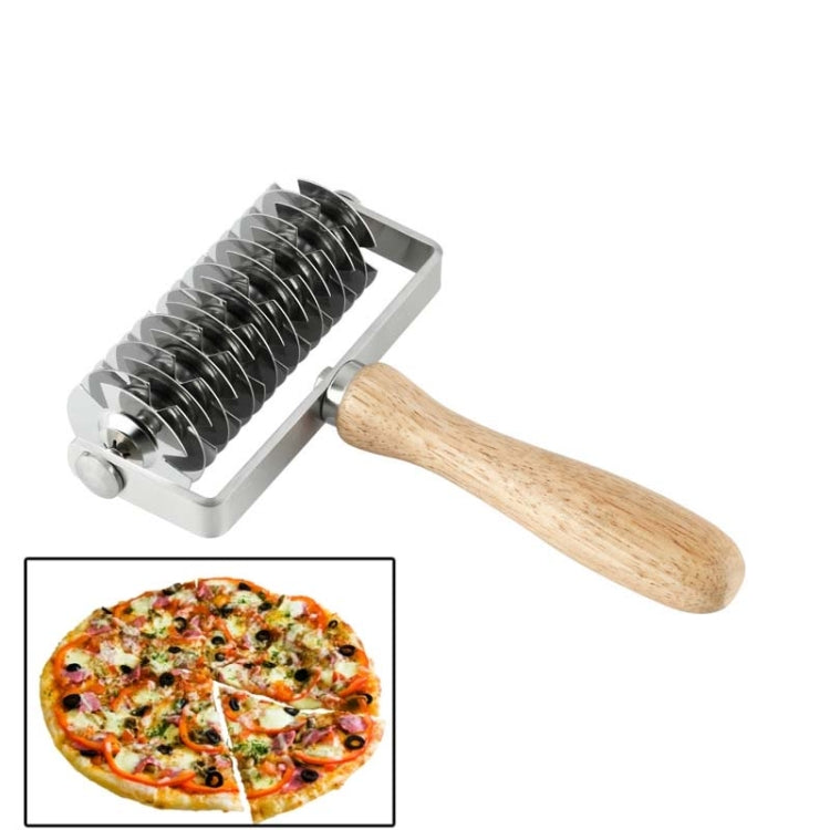 Baking Tool Stainless Steel Wooden Handle Pizza Roller Cutter Dessert Hob Pizza Net Knife