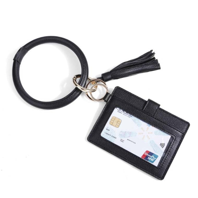 Wrist Ring PU Leather Card Case Key Chain Coin Purse