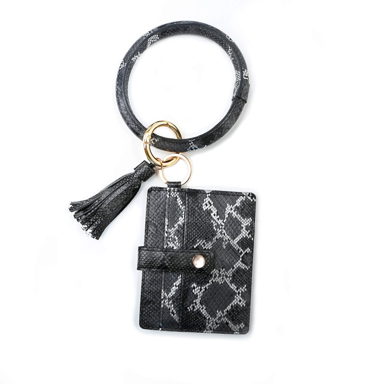 Wrist Ring PU Leather Card Case Key Chain Coin Purse