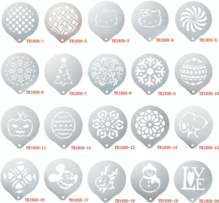 6 PCS Stainless Steel Garland Mold Fancy Coffee Printing Model Coffee Milk Foam Spray Pattern Template Random Style Delivery