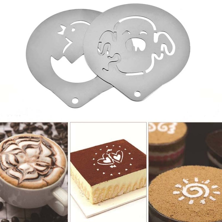 6 PCS Stainless Steel Garland Mold Fancy Coffee Printing Model Coffee Milk Foam Spray Pattern Template Random Style Delivery