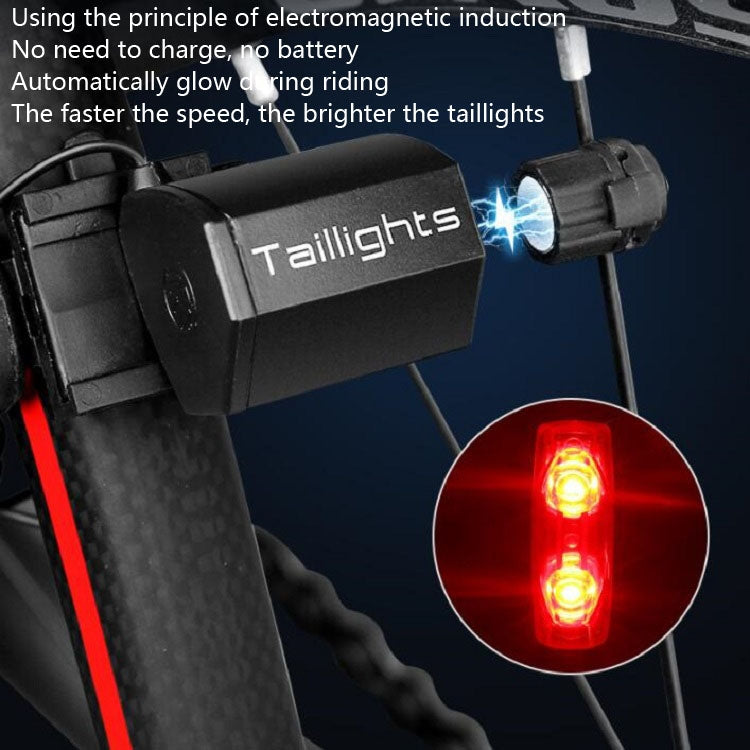 Magnetic Induction Taillight Bicycle Self-Generation Induction Taillight Waterproof Night Riding Safety Warning Light