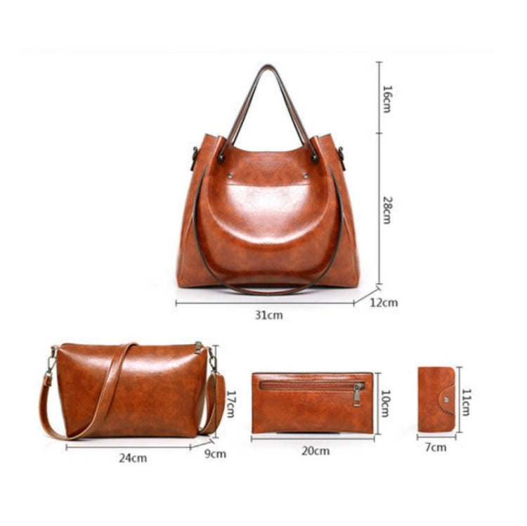 4 in 1 Ladies Retro Handbag Fashion Large Capacity Sub-Diagonal Bucket Bag
