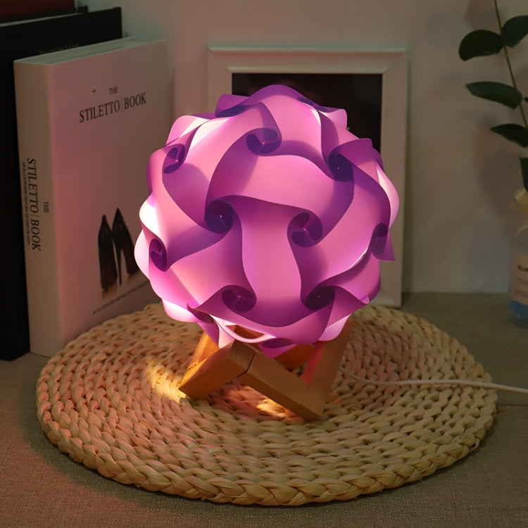 Creative Bedroom Bedside Night Light USB Round Romantic Room Decoration Lamp with Wood Base