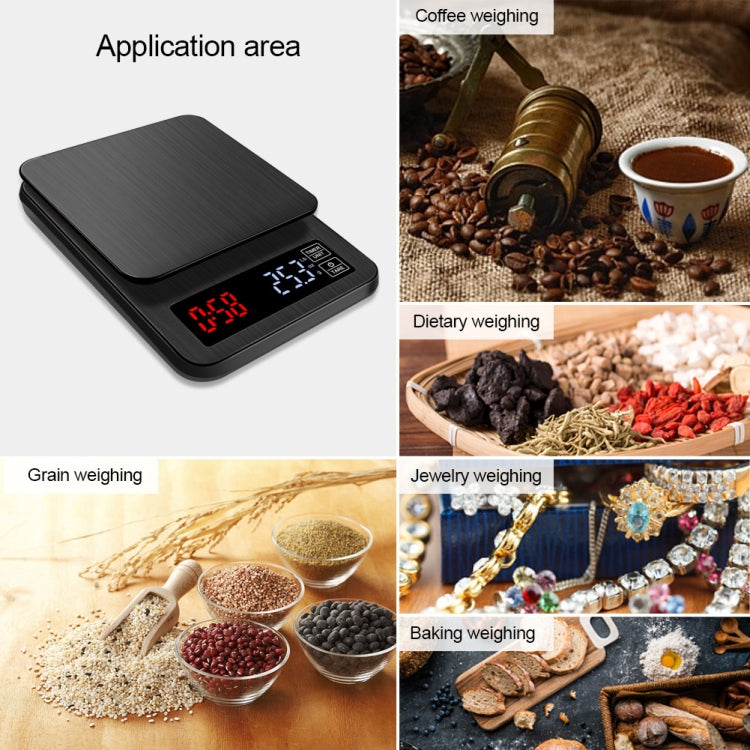 Household Hand-Pushed Coffee Scale USB-Powered Smart Kitchen Scale With Timing