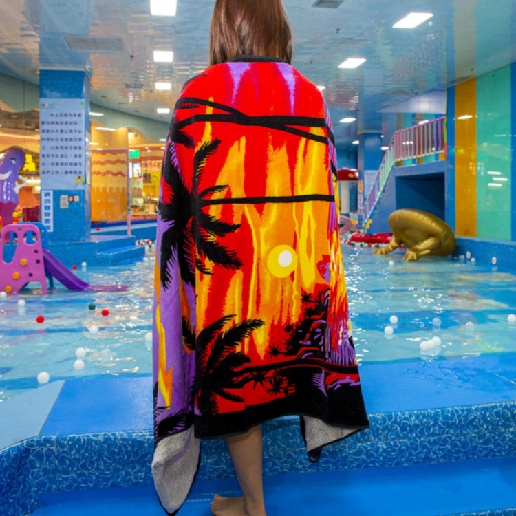 Extra Long Bath Towel Hawaiian Island Style Cotton Beach Cushion Towel 180x105 Cm