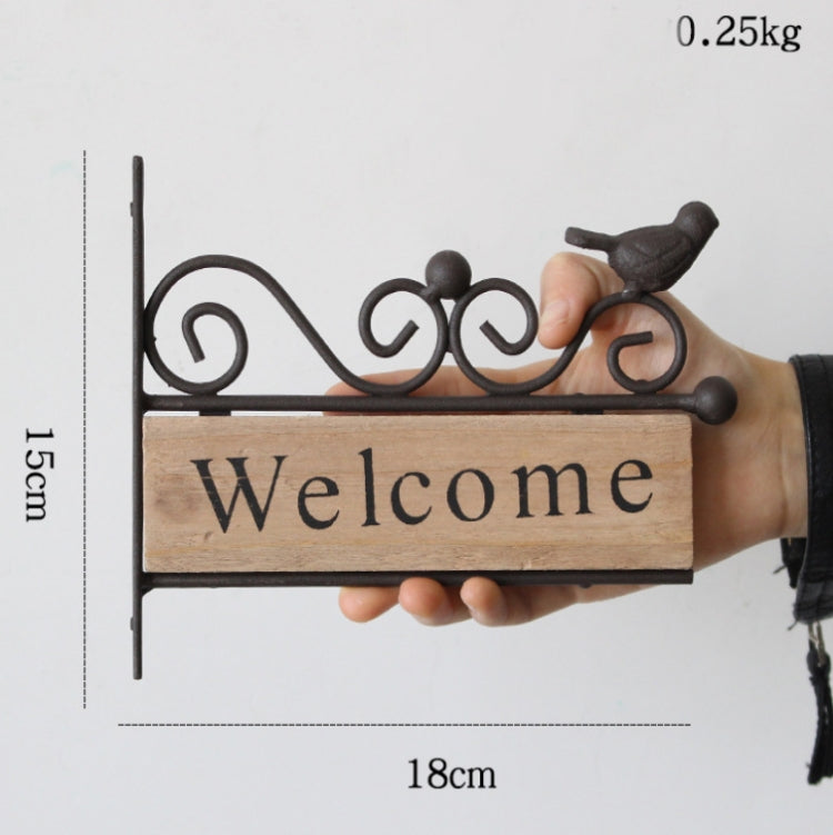 Country Pastoral Iron Birds Welcome Doorplate Wall Decoration Photography Props